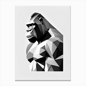 Gorilla Beating Chest Gorillas Black & White Geometric 2 Canvas Print