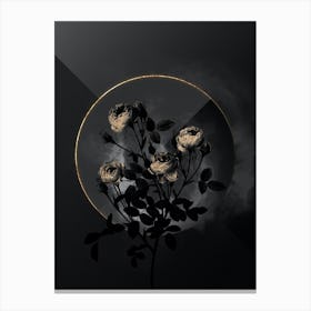 Shadowy Vintage Burgundian Rose Botanical in Black and Gold n.0013 Canvas Print