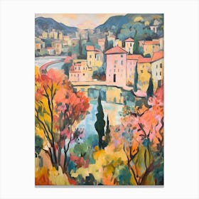 Autumn Gardens Painting Villa Carlotta Italy Canvas Print