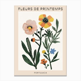 Spring Floral French Poster  Portulaca 2 Canvas Print