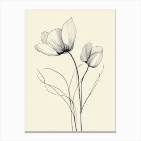 Two Flowers In Black And White Canvas Print