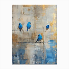 Blue Birds On A Wire 6 Canvas Print