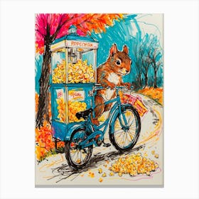 Squirrel On A Bike Canvas Print