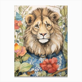 Storybook Animal Watercolour Lion 1 Canvas Print