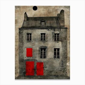 House With Red Door Canvas Print