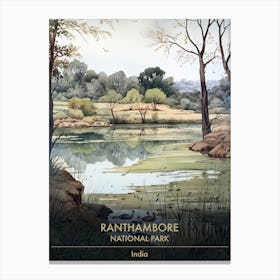 Ranthambore National Park India Watercolour 4 Canvas Print