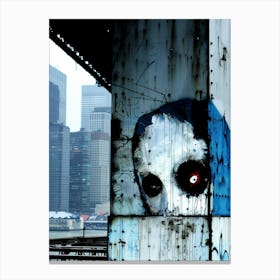 Creepy New York City Scene Blue Canvas Print