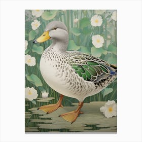 Ohara Koson Inspired Bird Painting Mallard Duck 2 Canvas Print