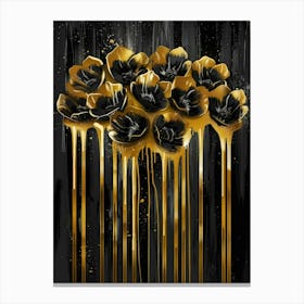 Black And Gold Flowers 8 Canvas Print