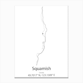 Squamish,Canada Minimalist Map Canvas Print