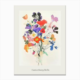 Canterbury Bells Collage Flower Bouquet Poster Canvas Print