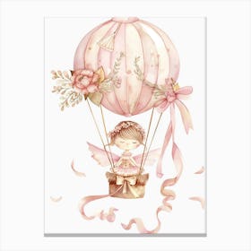 Nursery Wall Art Fairy Girl In Pink Hot Air Balloon Toile