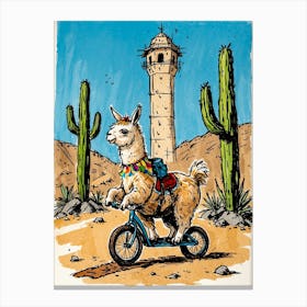 Llama On A Bike 1 Canvas Print