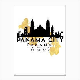 Panama City Silhouette City Skyline Map Canvas Print