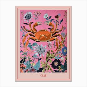 Floral Animal Painting Crab 3 Poster Canvas Print