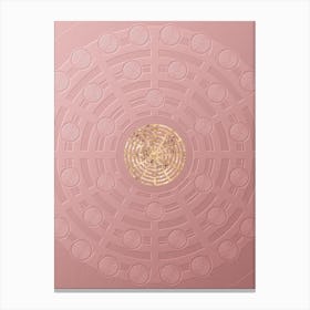 Geometric Gold Glyph on Circle Array in Pink Embossed Paper n.0066 Canvas Print