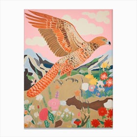 Maximalist Bird Painting Red Tailed Hawk 2 Canvas Print