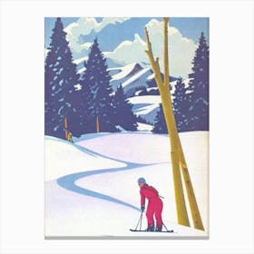 Treble Cone, New Zealand Glamour Ski Skiing Poster Canvas Print