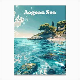 Aegean Sea Crystal Clear Sea Digital Travel Illustration Canvas Print