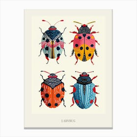 Colourful Insect Illustration Ladybug 27 Poster Canvas Print