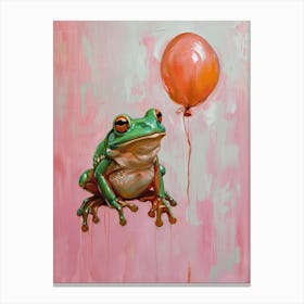Cute Frog 1 With Balloon Canvas Print