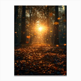 Autumn Leaves In The Forest Canvas Print