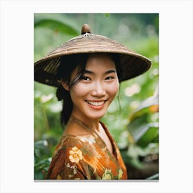 Asian Girl In A Hat Canvas Print
