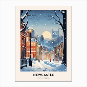 Winter Night  Travel Poster Newcastle United Kingdom 4 Canvas Print