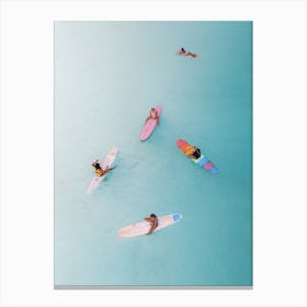 Pastel Blue Surfer Girls Canvas Print