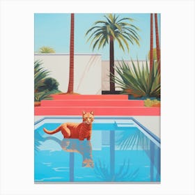 Cat In The Pool Canvas Print