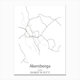 Akersberga,Sweden Minimalist Map Canvas Print