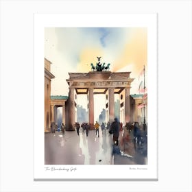 The Brandenburg Gate, Berlin 2 Watercolour Travel Poster Canvas Print