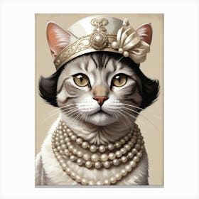 portrait of a cat from the 19th century 2 Canvas Print