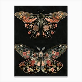 Night Butterflies William Morris Style 1 Canvas Print