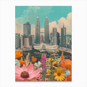 Kuala Lumpur   Retro Collage Style 2 Canvas Print