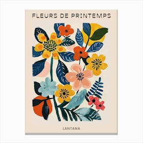 Spring Floral French Poster  Lantana 4 Canvas Print