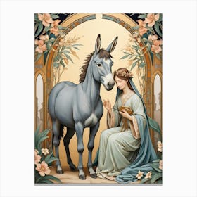 Mary and Donkey in Art Nouveau Style Canvas Print