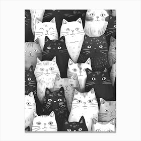 Perfectly Repeatable Artwork With Cute Cat Faces 30 Canvas Print