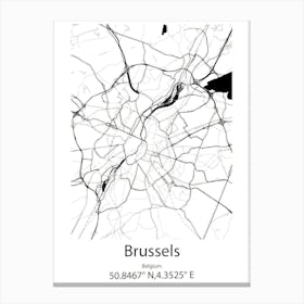 Brussels,Belgium Minimalist Map Stampe su tela