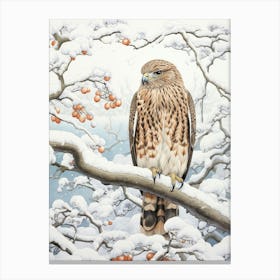Winter Bird Painting Red Tailed Hawk 1 Canvas Print