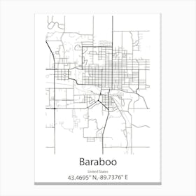 Baraboo,United States Minimalist Map 1 Canvas Print