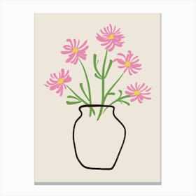 Pink Flowers In A Vase 1 Canvas Print