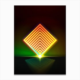 Neon Geometric Glyph in Watermelon Green and Red on Black n.0293 Canvas Print