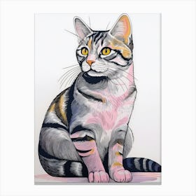 Sitting Stripey Cat Canvas Print