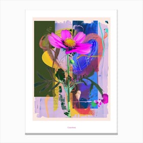 Cosmos 1 Neon Flower Collage Poster Canvas Print