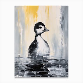 Black & White Duckling Gouache 3 Canvas Print