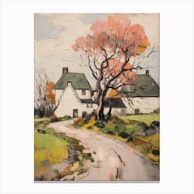 Small Cottage Countryside Farmhouse Painting With Trees 4 Canvas Print