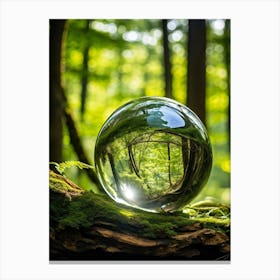 Crystal Clear Sphere Of Earth Suspended In A Lush Forest Setting Sunlight Filtering Through The Can (4) Canvas Print