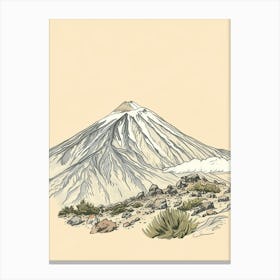 Mount Teide Spain Color Line Drawing (6) Canvas Print