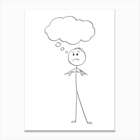 Stick Figure Thinking Canvas Print